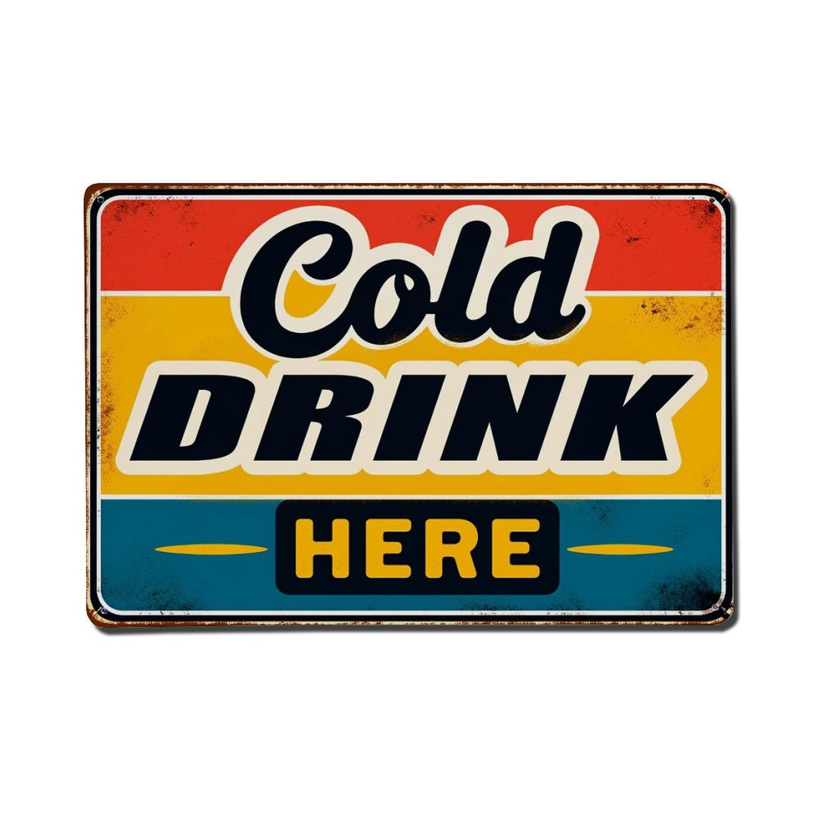 Cold Drink Here Sign Pattern Metal Tin Sign Plaque