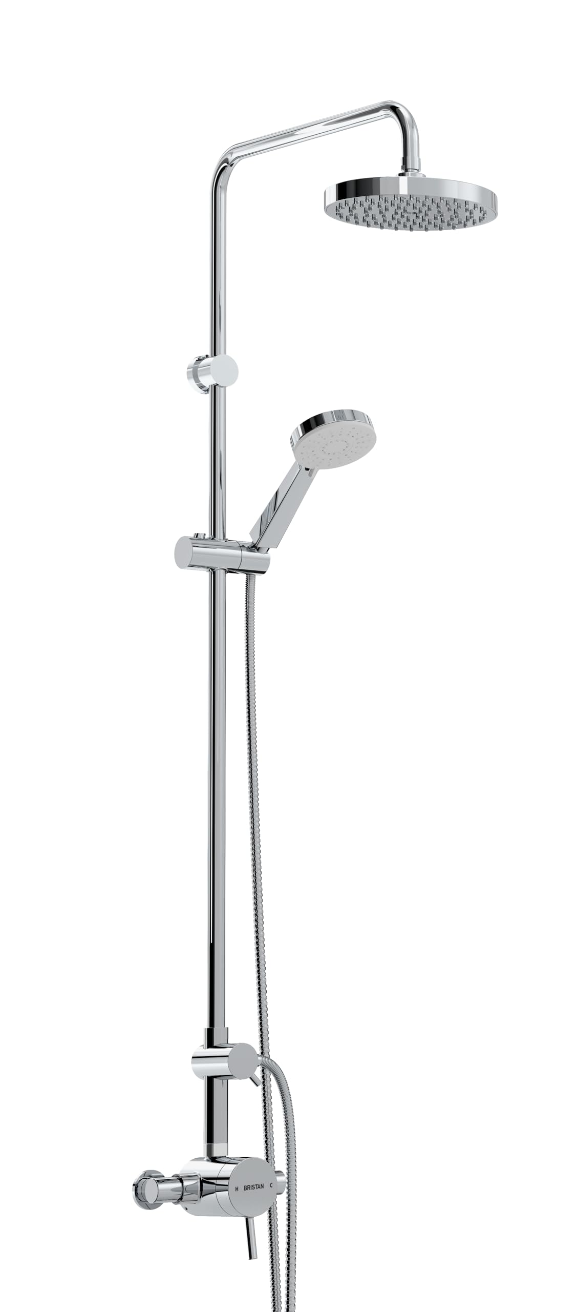Bristan Chrome Prism Exposed Sequential Shower Valve With Diverter And Rigid Riser Kit | | Brass | 158Mm X 1276Mm X 430Mm