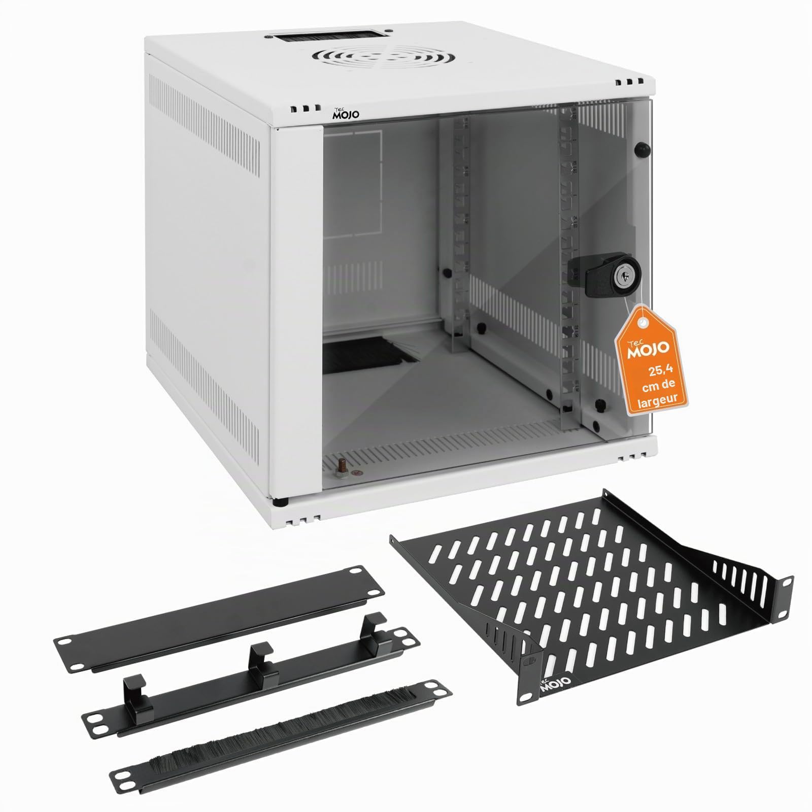 Tecmojo Rack réseau pour serveur 6U de 330 mm de profondeur 25,4 cm de large, armoire réseau avec étagère, panneaux brossés, organisateur de câbles pour petits appareils AV/IT/données, capacité de 50