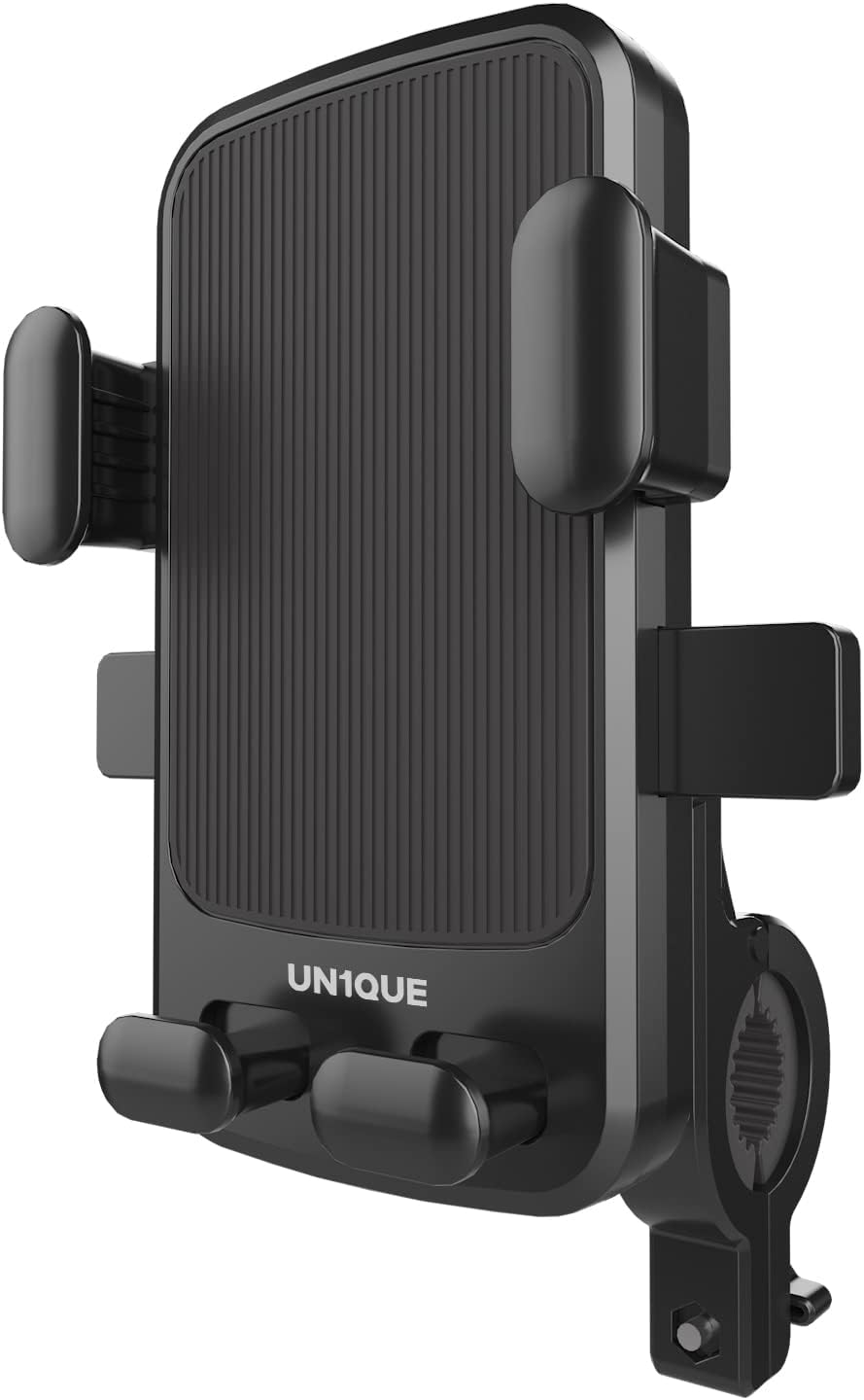UN1QUE PH02 Bike Mobile Holder Phone Holder for Maps and GPS Navigation, One-Click Locking, Large Protection Pad, Anti-Shake, Stable Cradle Clamp with 360° Rotation Phone Mount Handlebar Fit