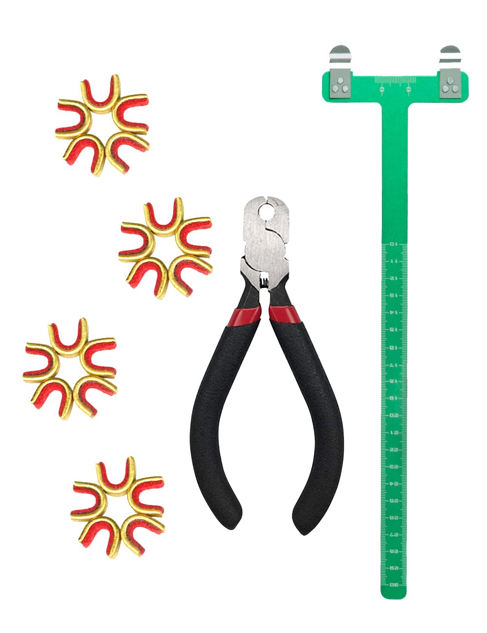 longbowmaker Archery Bow String Nock Points Pliers Set T Shape Bow Square Ruler Nocking Point Buckles Plier (Green)