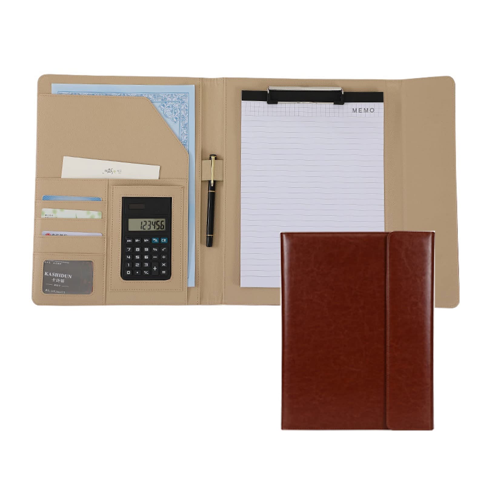 Organiseur porte bloc A4 avec espace de rangement et calculatrice pour hommes et femmes actifs