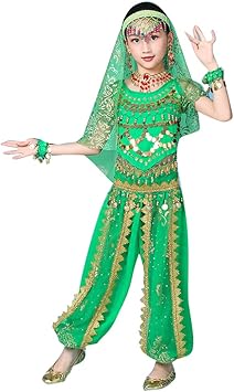 Amazon Co Jp Rikouzy 4色展開 ベリーダンス衣装 ズボンタイプ キッズ 女の子 きらきら アラビアン衣装 子供 ハロウィン仮装 インドダンス 衣装 民族衣装 スパンコール ダンス衣装 アラジン コスチューム コスプレ パーティー コスチューム おもちゃ