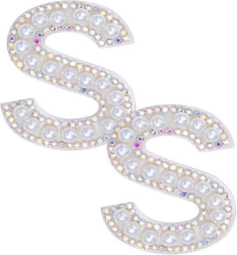 2 parches de letras autoadhesivas para suministros de bricolaje, letras de perlas para planchar para ropa, sombrerobolsa, parches para planchar de