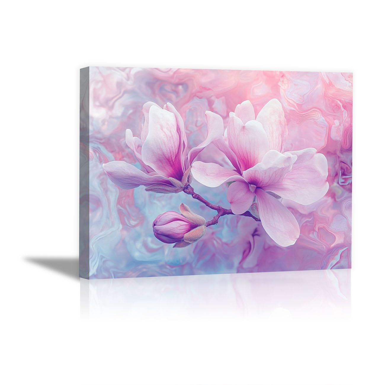 Tableau mural brindille magnolia pastel rose et lilas abstrait moderne - 8