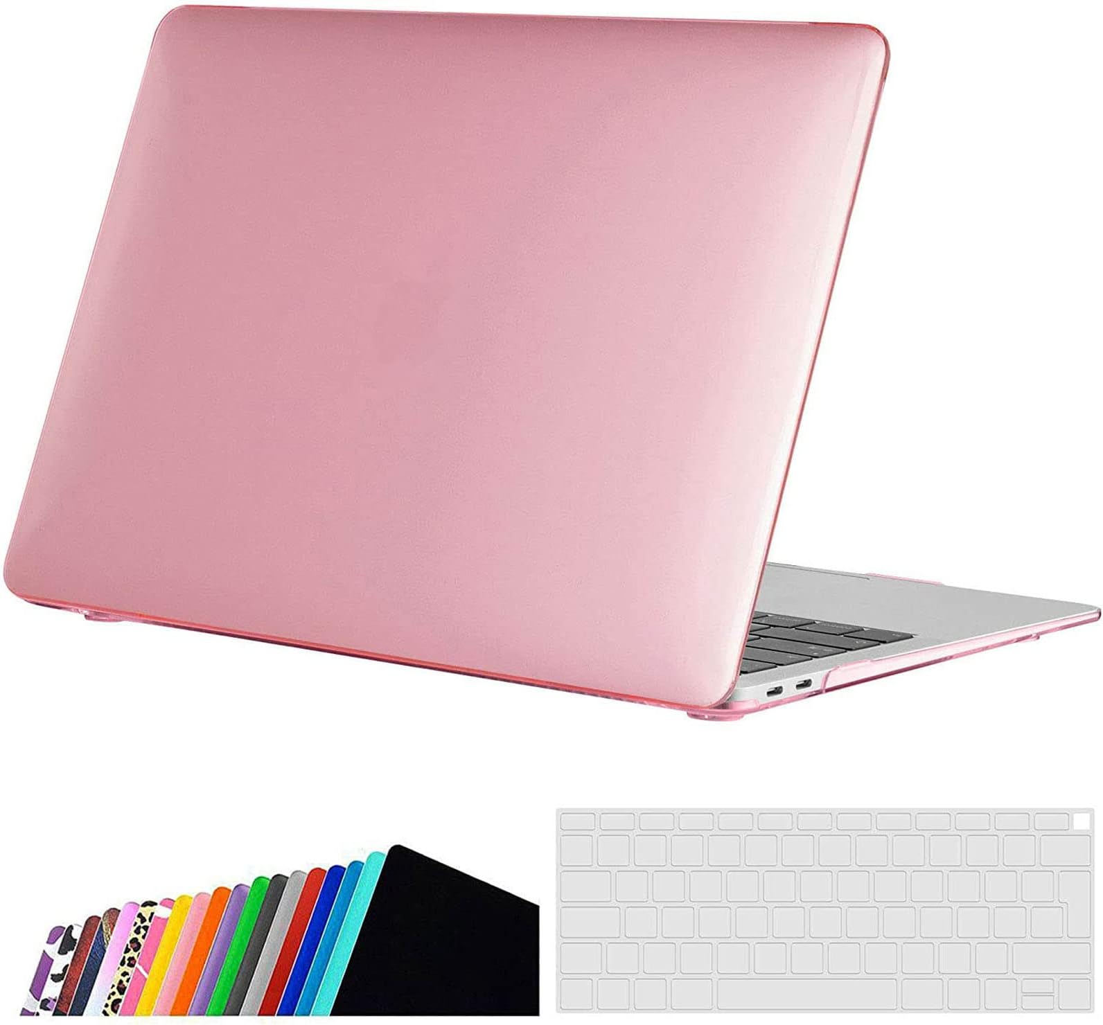 iNeseon Case Cover Compatible with MacBook Air 13 inch A2337(M1)/A2179/A1932,Slim Hard Shell Case + Keyboard Cover for MacBook Air 13 with Touch ID Released 2018-2021, Crystal Pink