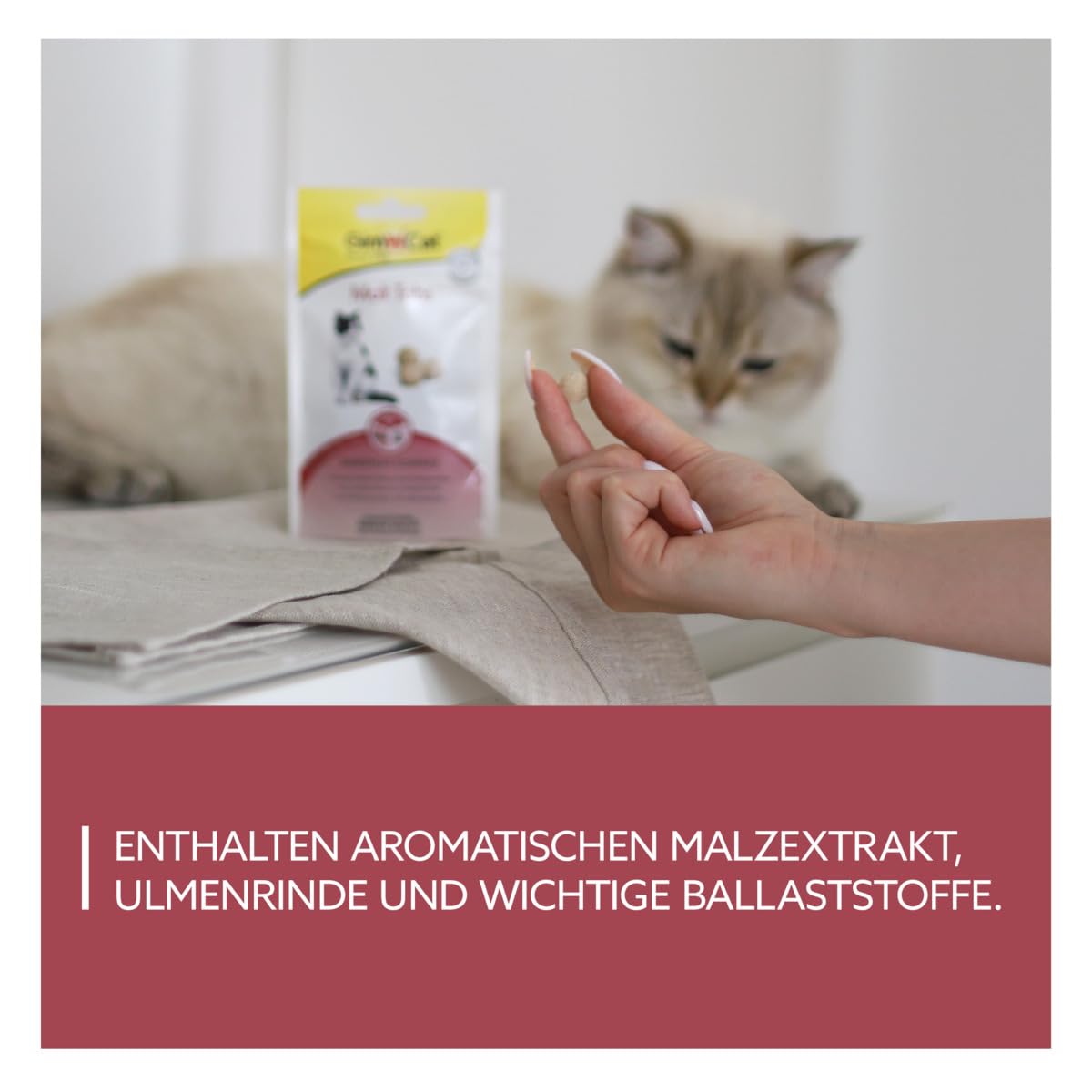 GimCat Malt pastylki - Funkcjonalny przysmak dla kotów o korzystnym działaniu na jelita - 1 worek (1 × 40 g)