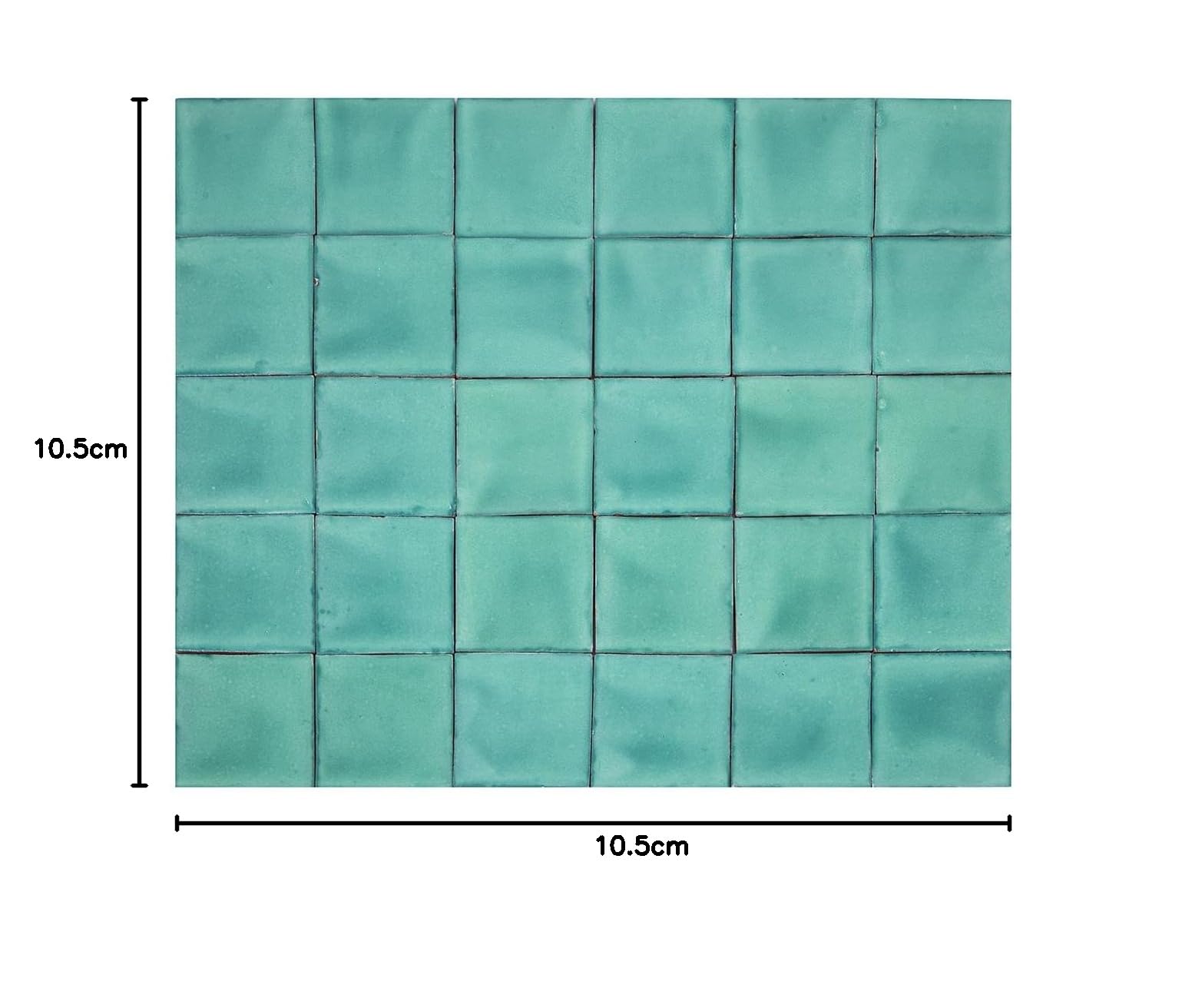 Cerames Azulejos verdes mexicanos monocolor Verde Cana Deslavado - azulejos de mosaico, azulejos ceramica monocromáticos para cocina | Un paquete de 90 baldosas aguamarina ceramica 10,5x10,5 cm