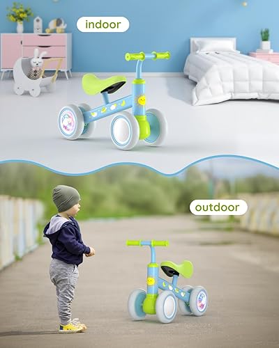 Miniatura 9 de Lilian&Gema Colorful Lighting - Bicicleta de equilibrio para bebés de 1 año, bicicleta de equilibrio para niños de 12 a 24 meses, sin pedales, 4