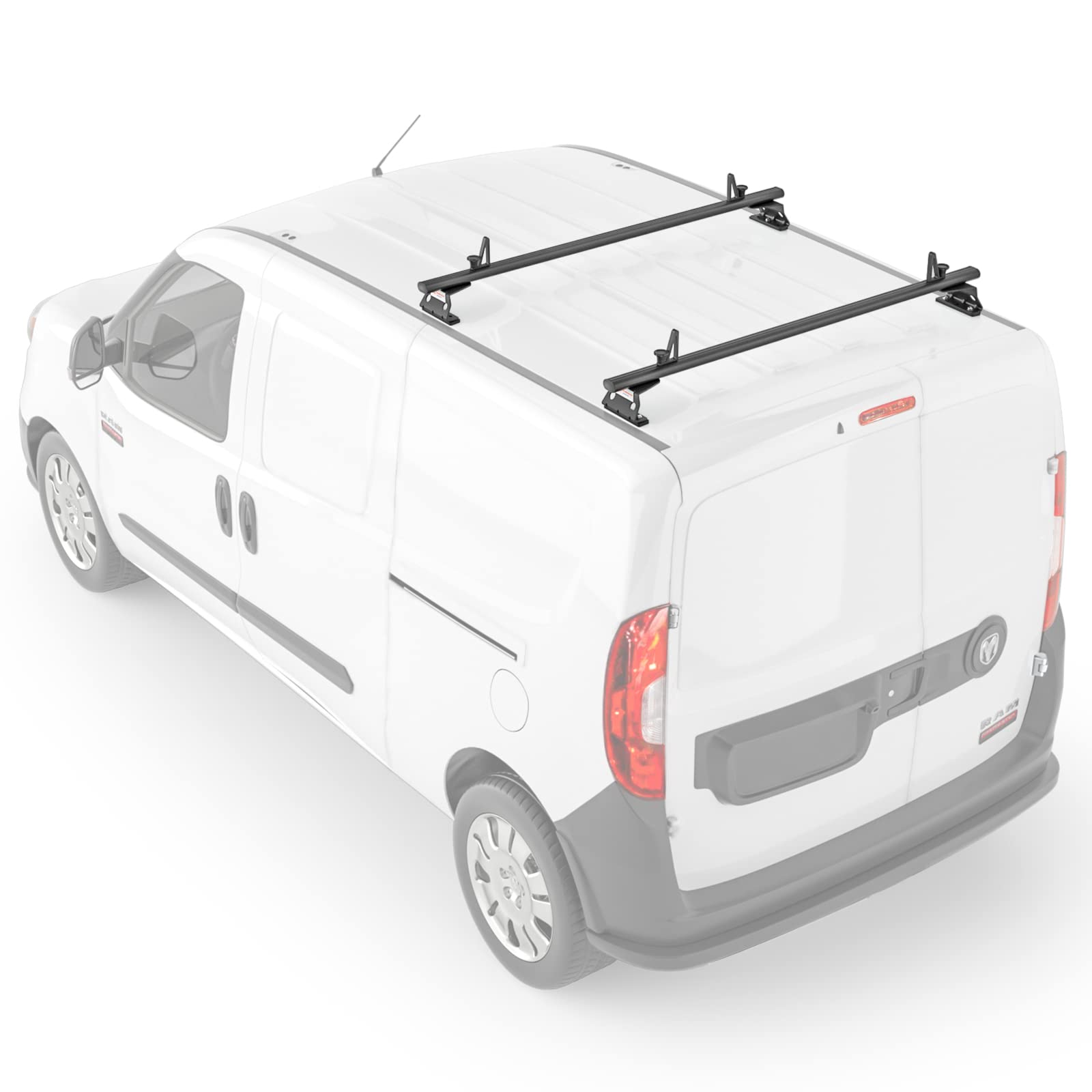 AA-Racks Model AX312-PR RAM ProMaster City 2015-On Aluminum 2 Bar (50") Van Roof Rack System w/Ladder Stopper Black
