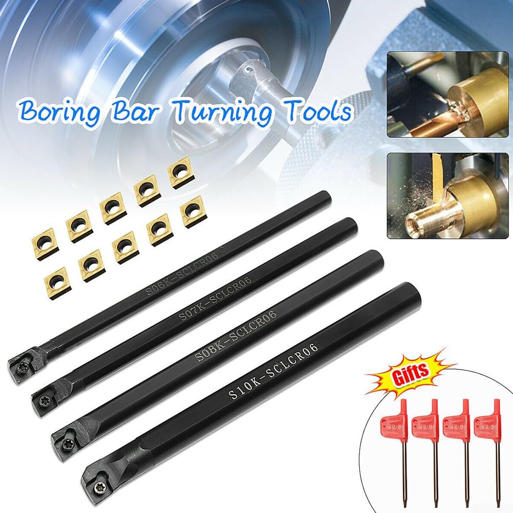 Set di 4 barre di alesatura per tornio CNC in metallo con inserti in carburo