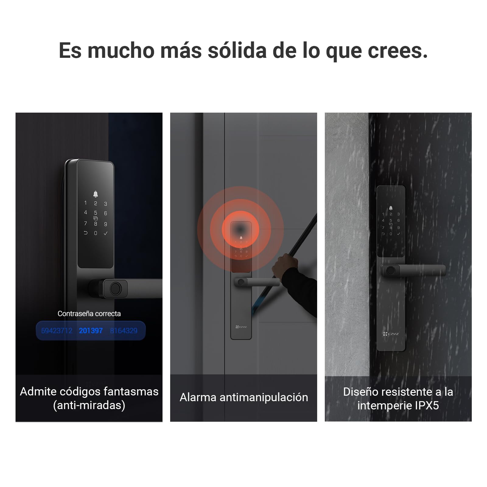 EZVIZ Cerradura Inteligente Y2000, Cerradura de Entrada Sin Llave 7 en 1, Acceso por Huella con Wifi, Impermeable, Cerradura de Seguridad Infantil para Hogar, Apartamento, Villa, Oficina, Hotel (5085)