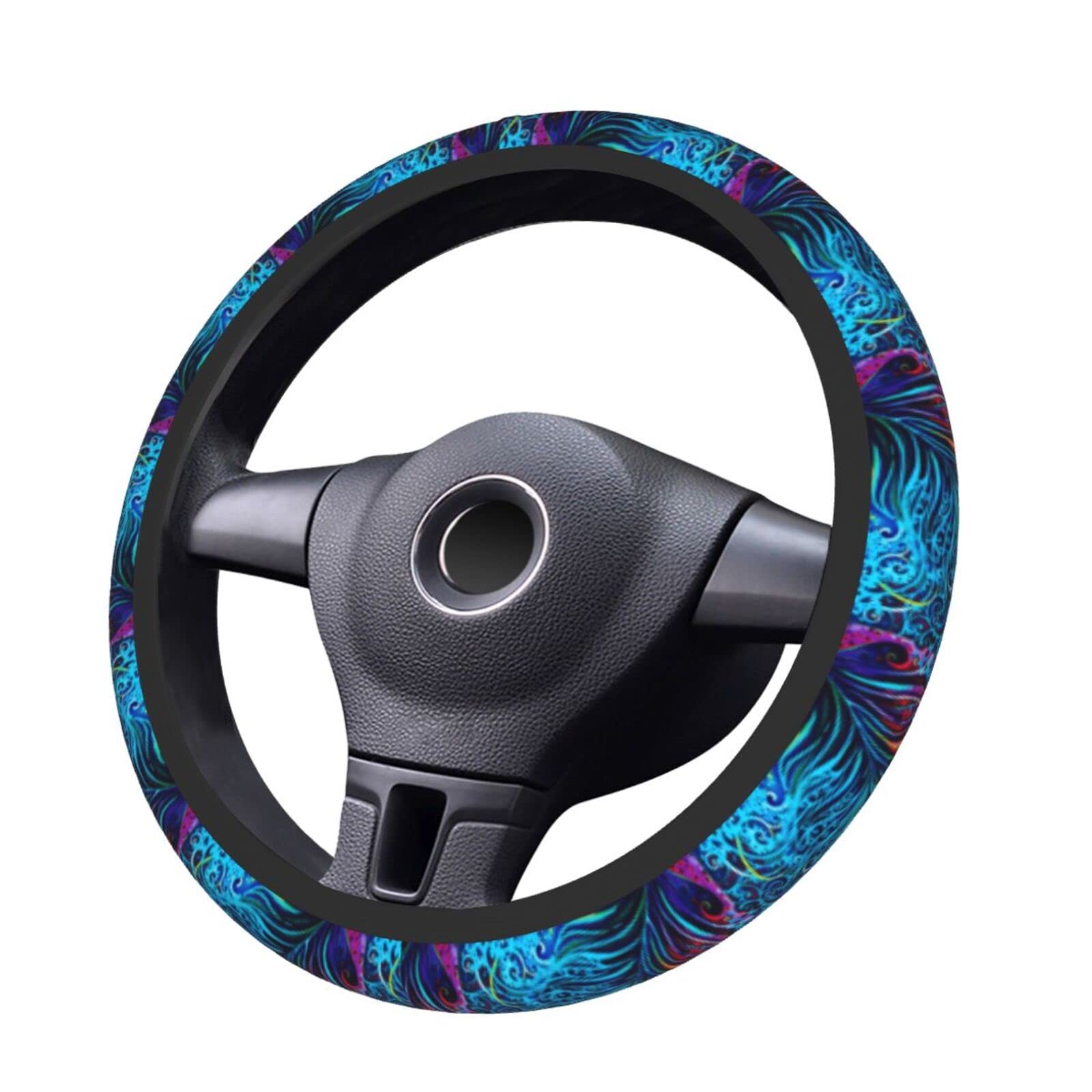 Photo 1 of GUIVUPP Peacock Feathers Cute Car Steering Wheel Cover for Women and Girls Anti-Slip Neoprene Cars SUV Trucks Accessories Universal 15 inch