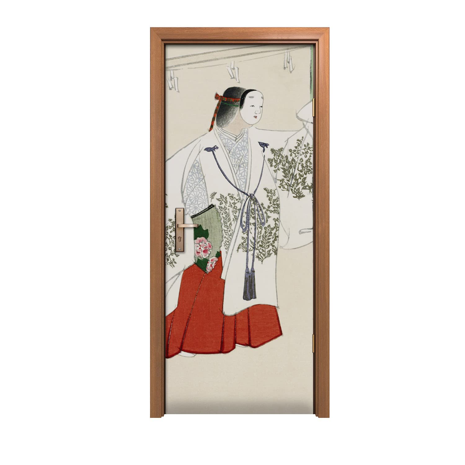 Autocollant de porte 90x200cm Kimono asiatique pour décoration murale