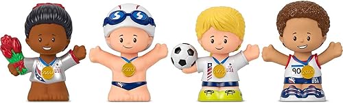 Little People Collector Team USA Classic Sports - Juego de edición especial para adultos y fanáticos, 4 figuras de atletas en paquete de exhibición