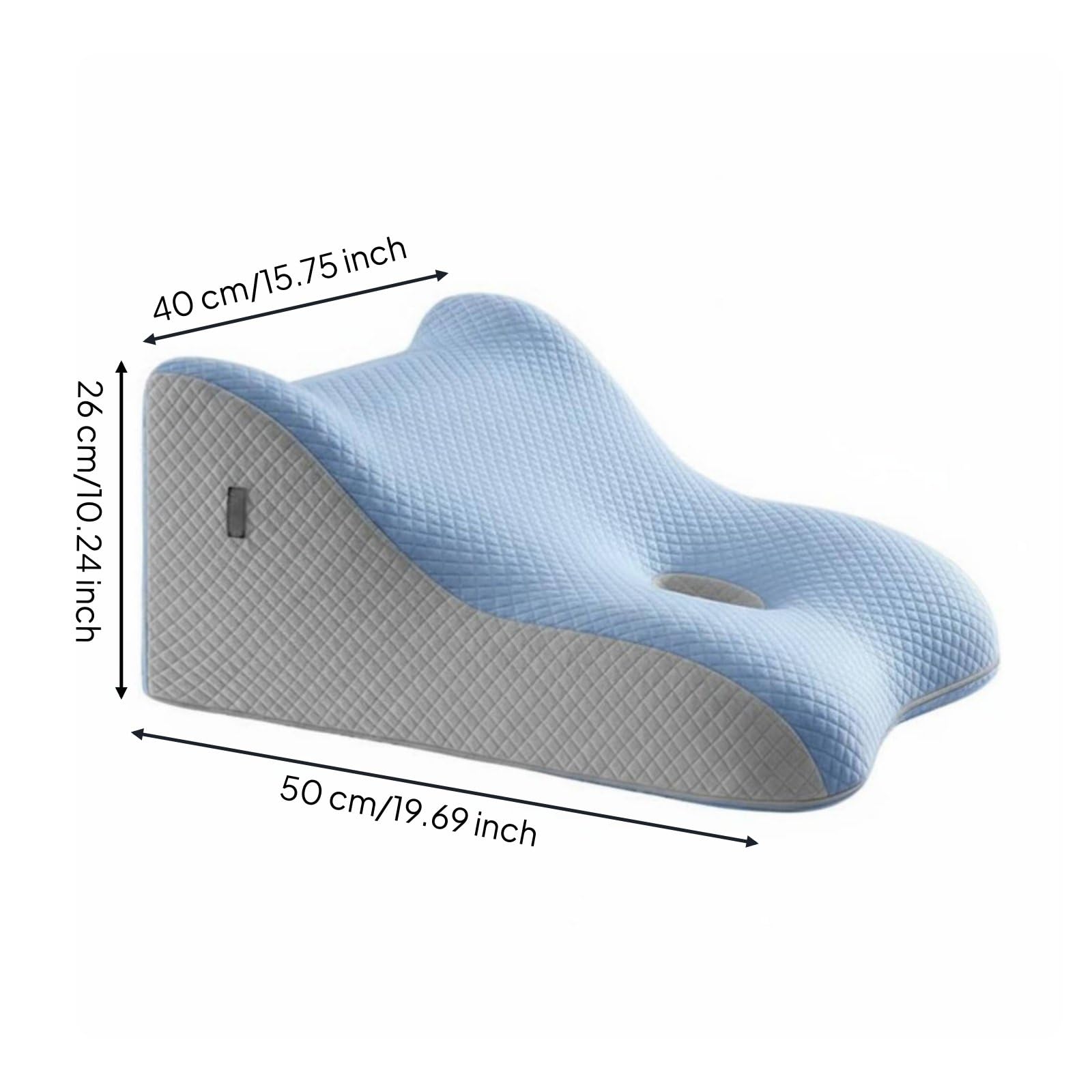 rockible Almohada Lumbar Correctora Postural con Inclinación Científica Soporte Seccionado para Zona Dorsal Soporte Cervical Relieve Integrado Adecuada para, Gris Azulado, 50-40-26cm