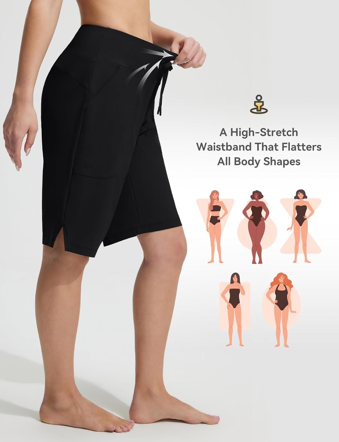 BALEAF Women's 11" Long Swim Board Shorts High Waisted Knee Length Swimming Bottoms Quick Dry Swimsuits with Pockets Liner - Image 7