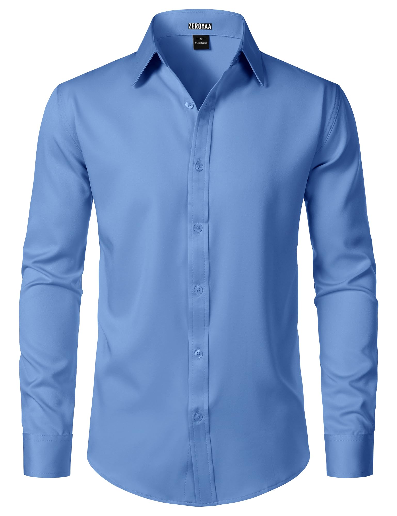 ZEROYAA Men's Wrinkle Free Long Sleeve Dress Shirt Business Casual Modern Slim Fit Button Down Shirts for Wedding and Office