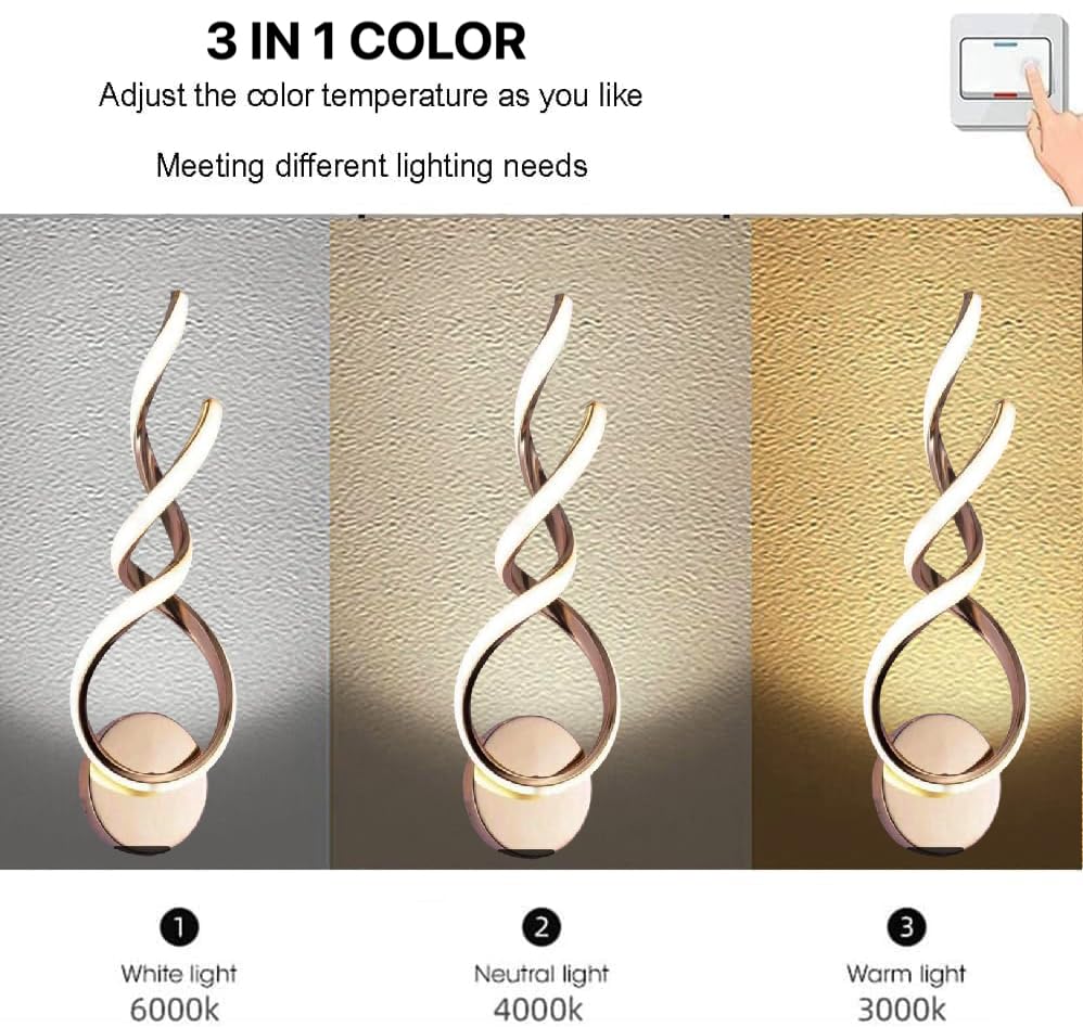 Image of Groeien Modern 3 Color LED Wall Sconce Infinity Glow Wall Light for Bedroom Living Room Corridor Lighting Fixtures Wall Mount(Warm+Natural+Coolwhite)(Infinity Glow)