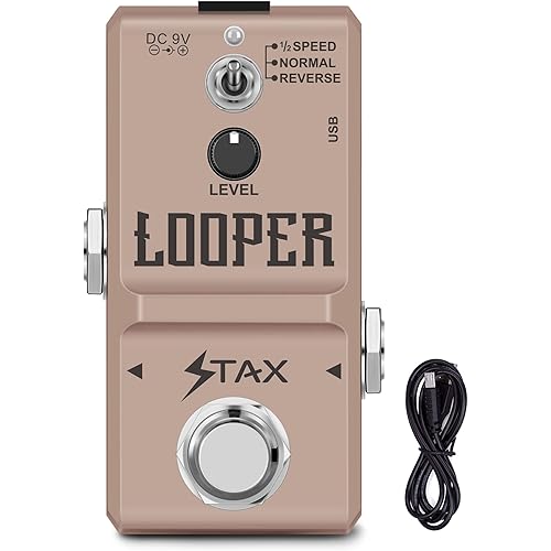 Stax Dual-Mode Looper Pedal: ½SPEED & REVERSE Playback for Creative Soundscapes Ture Bypass.
