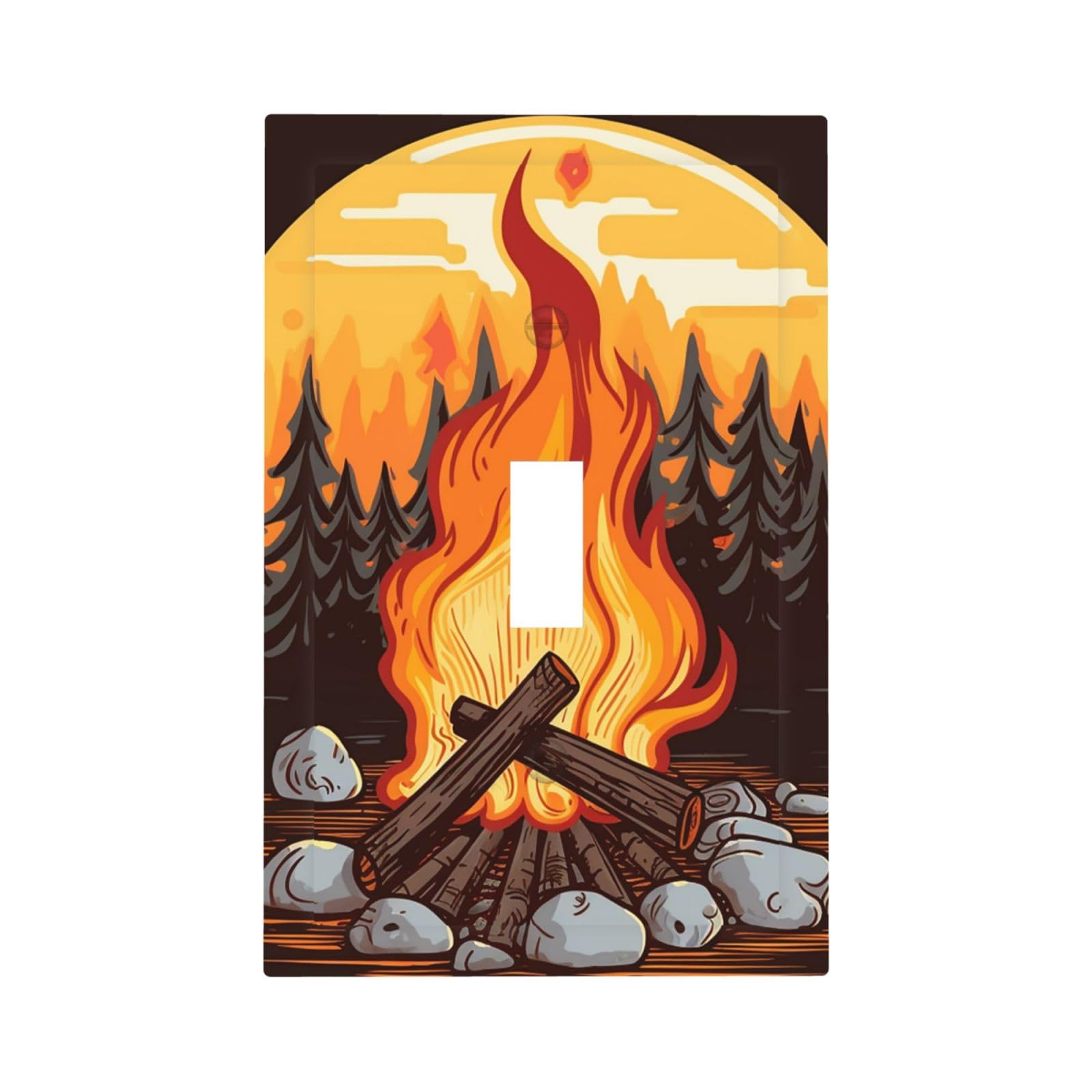 1-Gang Decorator Wall Plate Bonfire Light Switch Cover Single Gang Receptacle Outlet Wall Plate Mid Size 5" x 3" Wallplate Unbreakable Polycarbonate Outlet Faceplates Covers