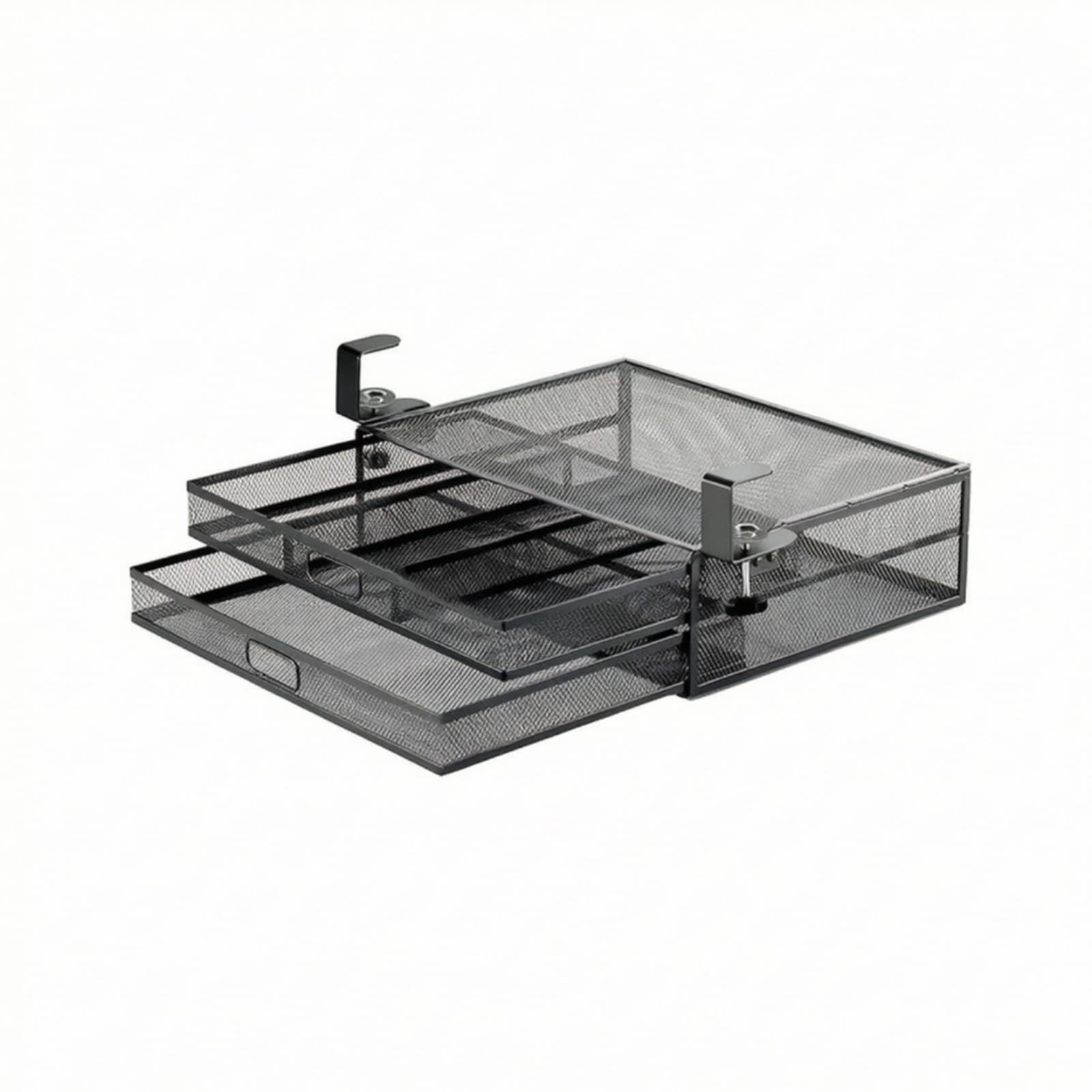 Organizzatore da Scrivania Estrazione Vassoio Sotto Scrivania Contenitore Porta Notebook in Struttura a Maglia con, Piccolo, Nero, LH8080