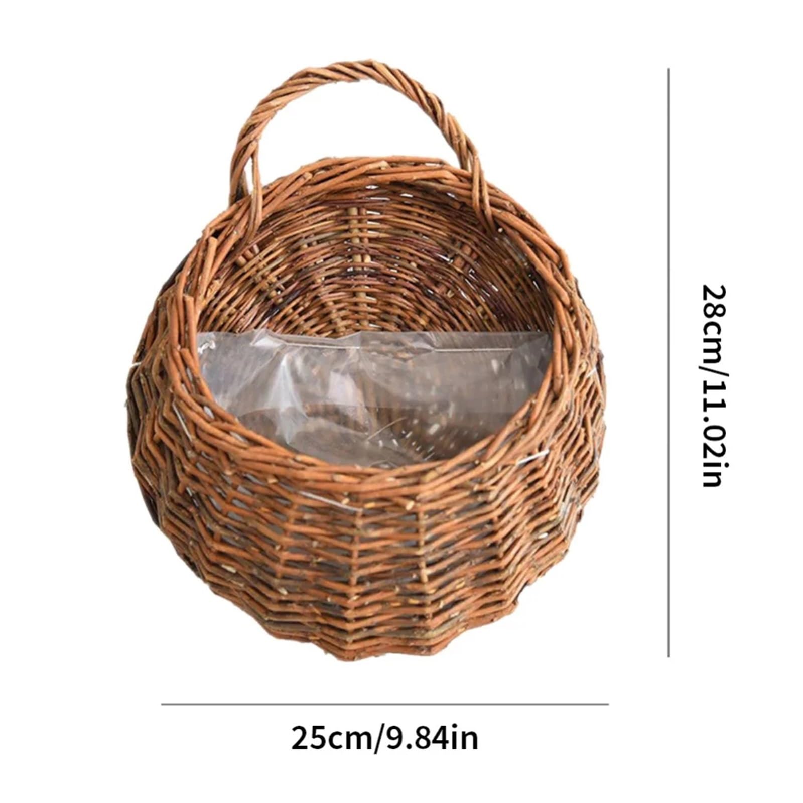Pot de Fleurs de avec Doublure 3 pièces à la main en osier tissé panier suspendu tenture murale jardinière fleur panier en osier panier en rotin for la décoration intérieure jardin mariage(A-M)