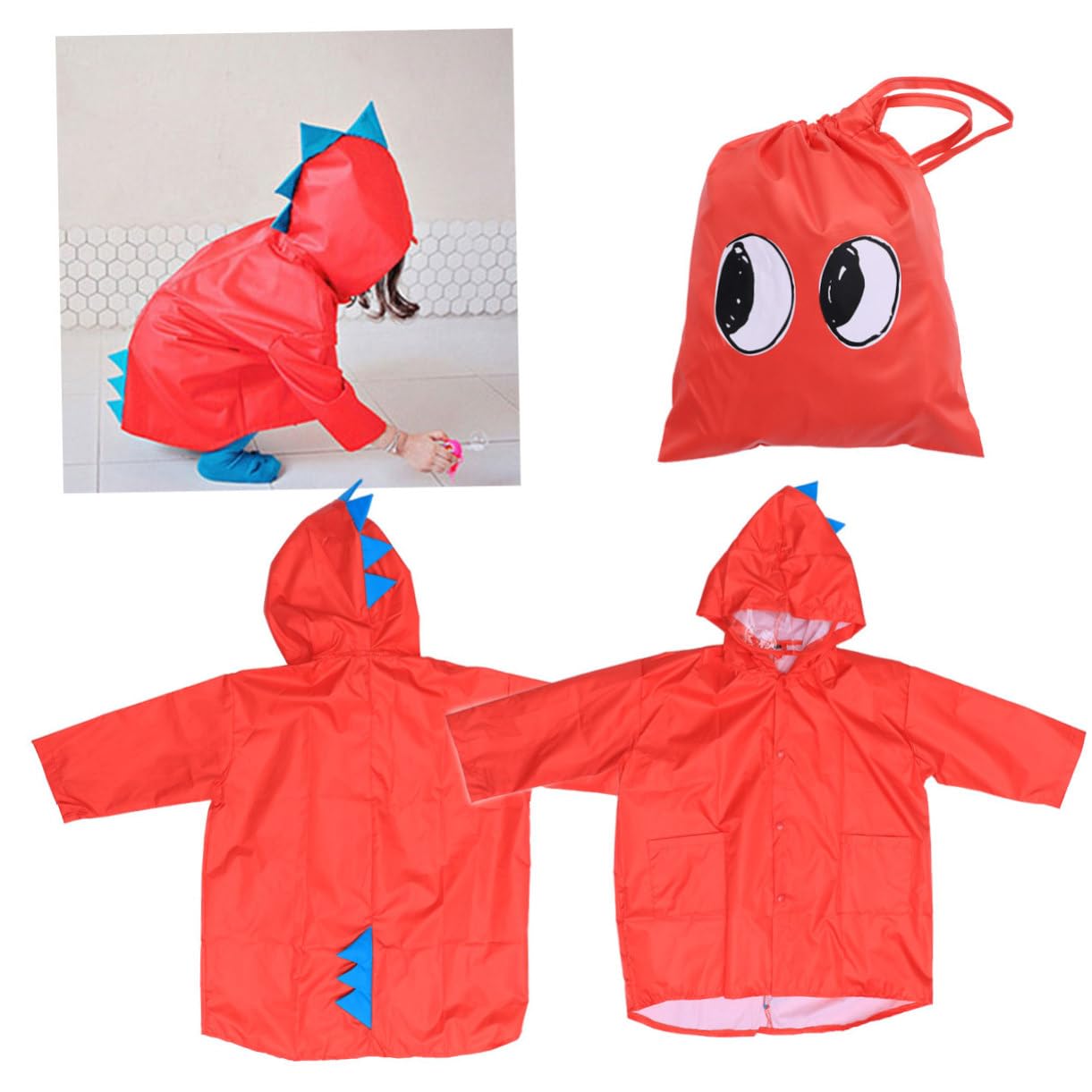 GALPADA 3 Pz poncho antipioggia per bambini indumenti impermeabili per bambini impermeabile raincoat for giacca antipioggia rain jacket cappotto antipioggia per rosso