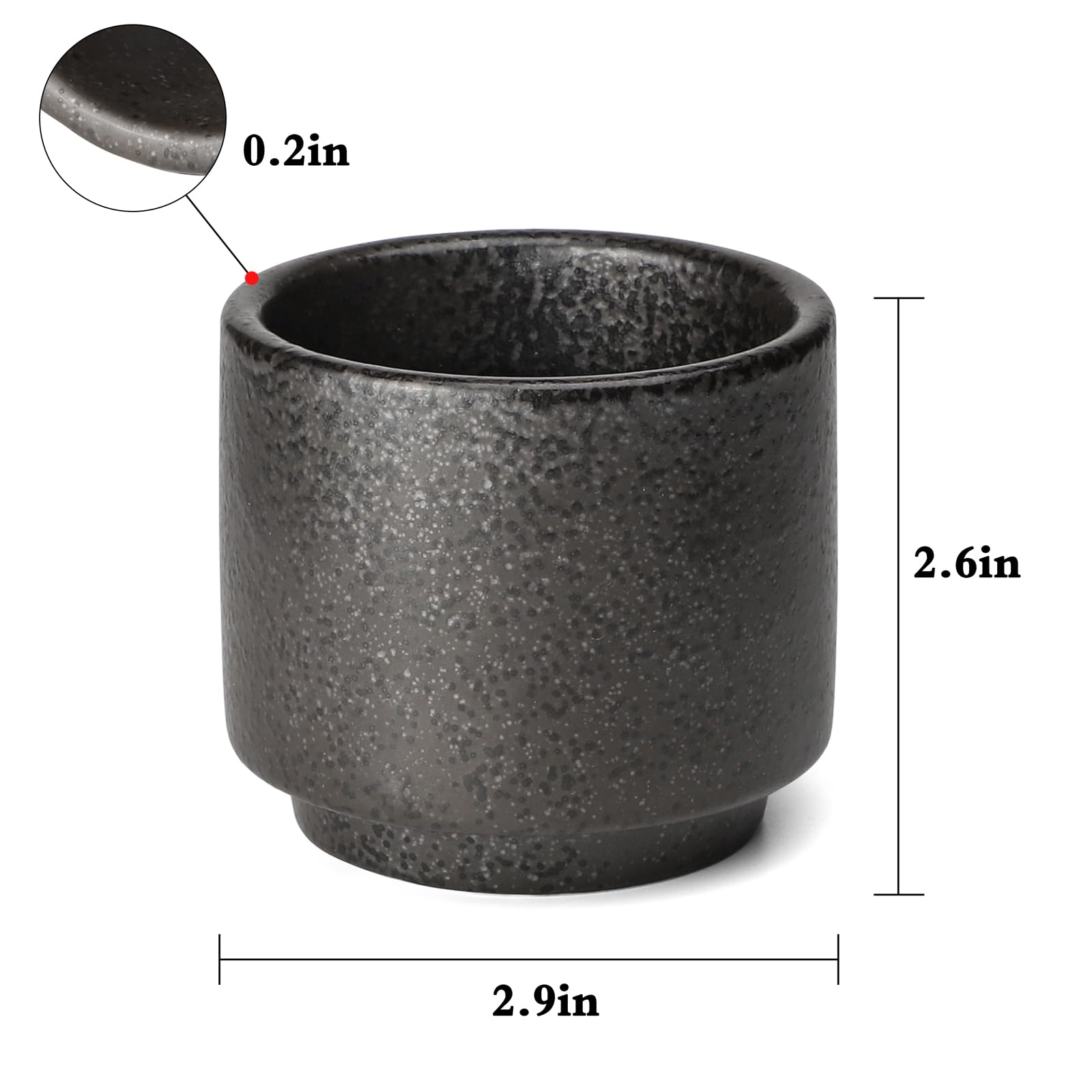 DE Teetassen Keramik 4 Stück Tee Tasse Set (schwarz)