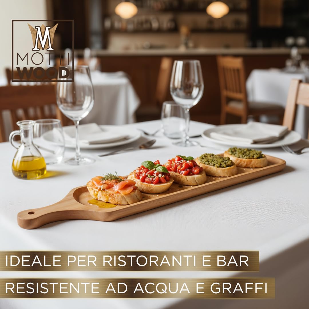 Set Taglieri Servi Crostino e Aperitivo, 100% Legno Faggio, Vassoio Aperitivi, Tagliere in Legno per Aperitivo e Antipasto, 3 Misure, Made in Italy (5, 40 cm)