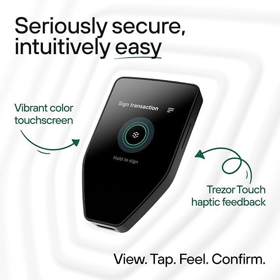 Trezor Safe 5 - Crypto Hardware Wallet with Secure Element and Passphrase Colour Touchscreen Haptic Feedback Bitcoin Security Supports Thousands of Coins (Green Beryl)