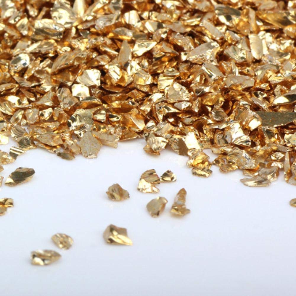 Free Shipping OlingArt 45g/lot Gold Silver Mixing Nail Art Crushed Glass Nail Stones Irregular Decoration DIY Necklace Pendant,BLSS 1115 45G
