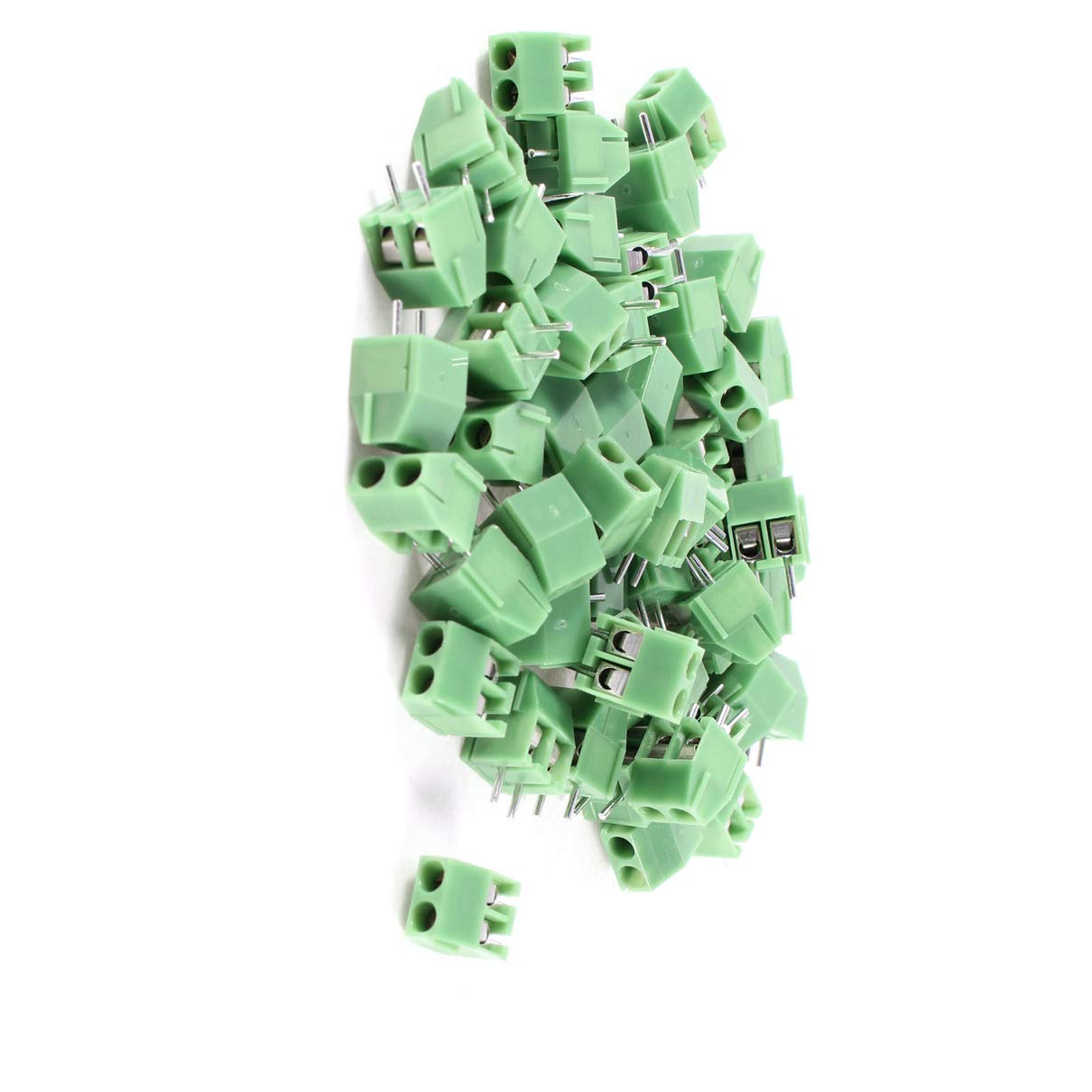 Aexit 50 Pcs Tube Fittings 300V 10A 2 Positions 5mm Pitch Pluggable Terminal Microbore Tubing Connectors Block Green