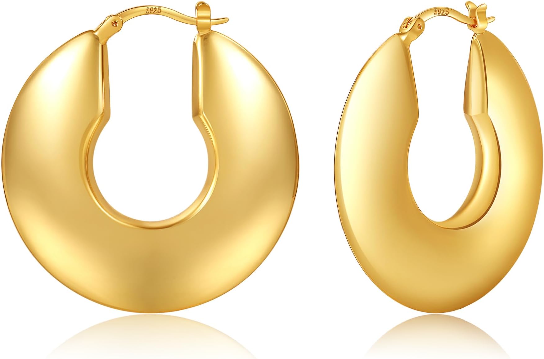 NEVEGEChunky Gold Hoop Earrings Hypoallergenic Gold Hoops Earrings for Women Lightweight Big Large Gold Hoop Earrings for Women Thick Chunky Gold Earrings