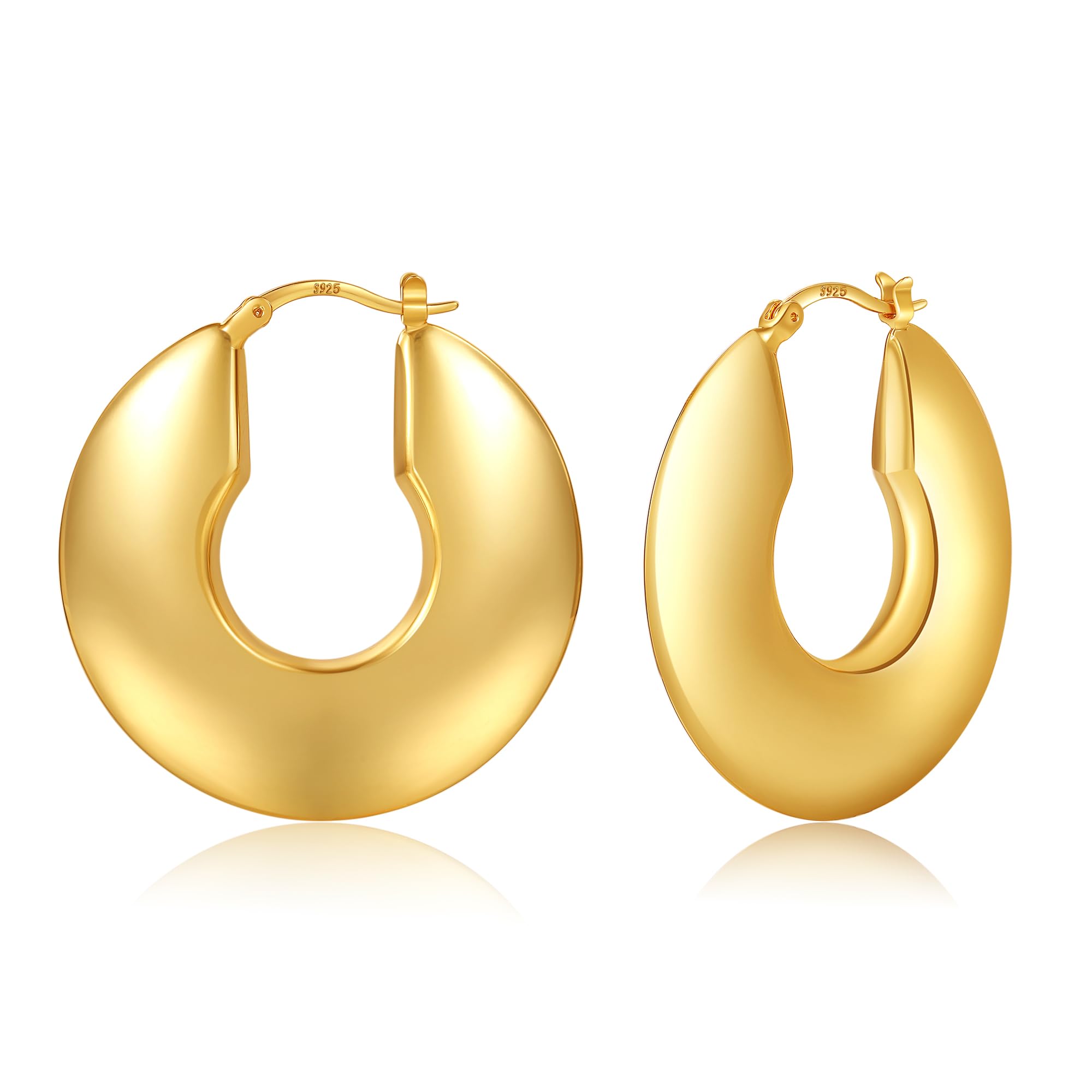 NEVEGEChunky Gold Hoop Earrings Hypoallergenic Gold Hoops Earrings for Women Lightweight Big Large Gold Hoop Earrings for Women Thick Chunky Gold Earrings
