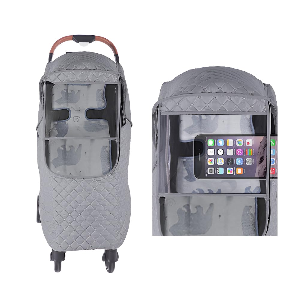 Housse de Poussette Universelle Habillage Pluie EVA Housse de Pluie Bébé Housse de Protection Pluie Poussette Fenêtre de Contact et Poches Arrière Imperméable Landau Contre Pluie Vent Neige