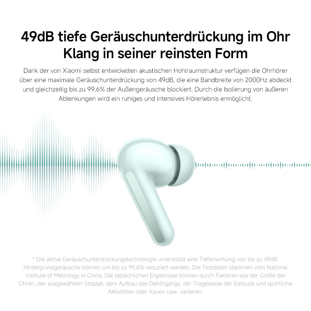XIAOMI Redmi Buds 6 – Kabellose Bluetooth-In-Ear-Kopfhörer, Dual-Treiber, immersiver Sound, 49 dB aktive Geräuschunterdrückung, bis zu 10h+42h Akkulaufzeit, IP54, Schwarz