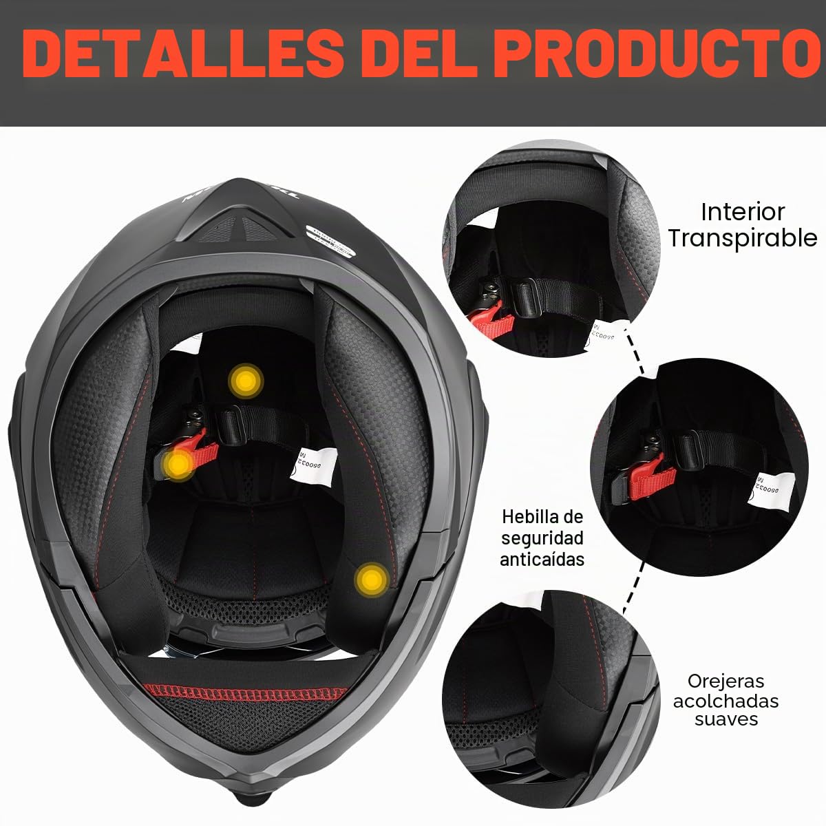 Casco Integral de Moto, Casco Modular, para Hombre y Mujer, con Viseras Dobles, Certificación ECE 22.06, Negro Mate