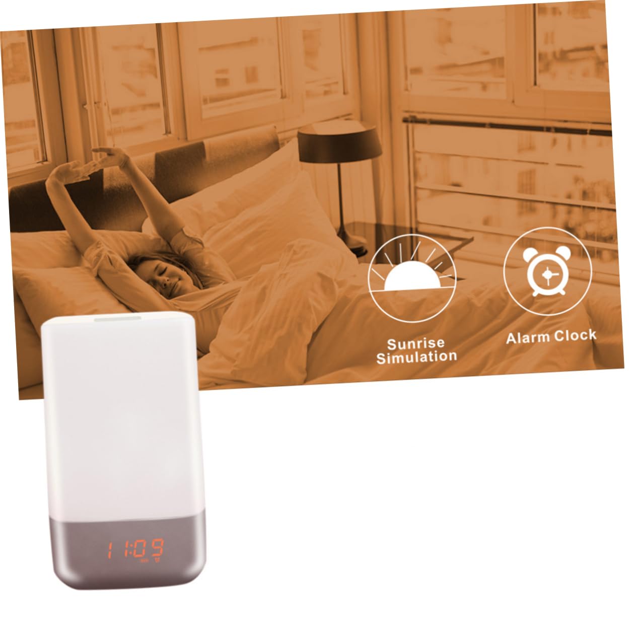 Mobestech Lampe Alarme avec Simulation De Lever De Soleil Réveil Lumineux LED Sons Naturels Intensité pour Chambre