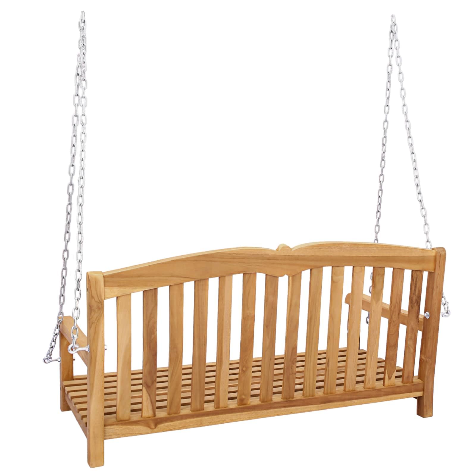 vidaXL Huśtawka 114 x 60 x 60,5 cm Lite drewno teakowe naturalny