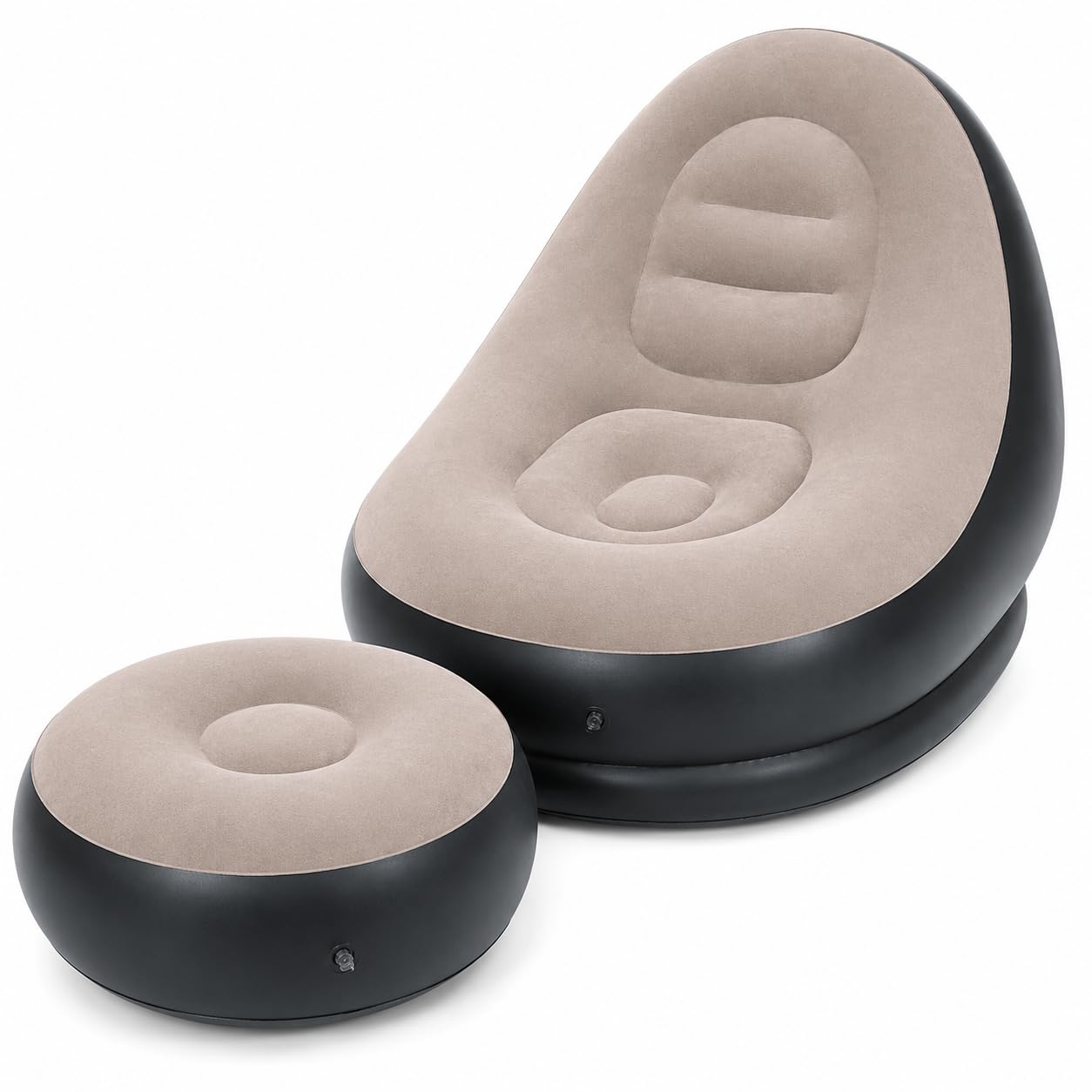 Style Homez PLUCO, Large Inflatable Classic Sofa Lounge Chair with Ottoman, Portable and Light Weight with Inflating Pump, Grey Black Color-picture-11
