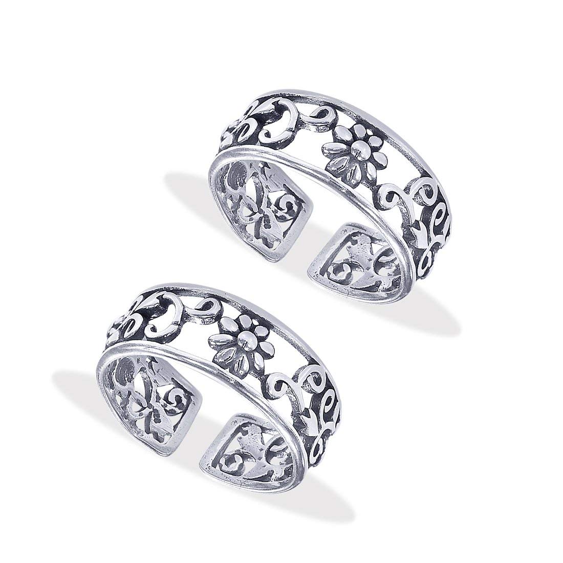 taraash Antique Timeless Vintage Style 925 Sterling Silver Toe Rings for Women | Chandi Bichiya | Kali Mettelu Silver | Foot Rings | Jodvi-picture-29