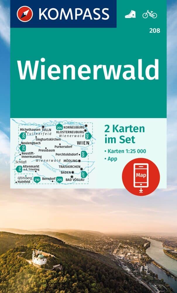 Wienerwald 2-Set (208): inklusive Karte zur offline Verwendung in der KOMPASS-App. Fahrradfahren.