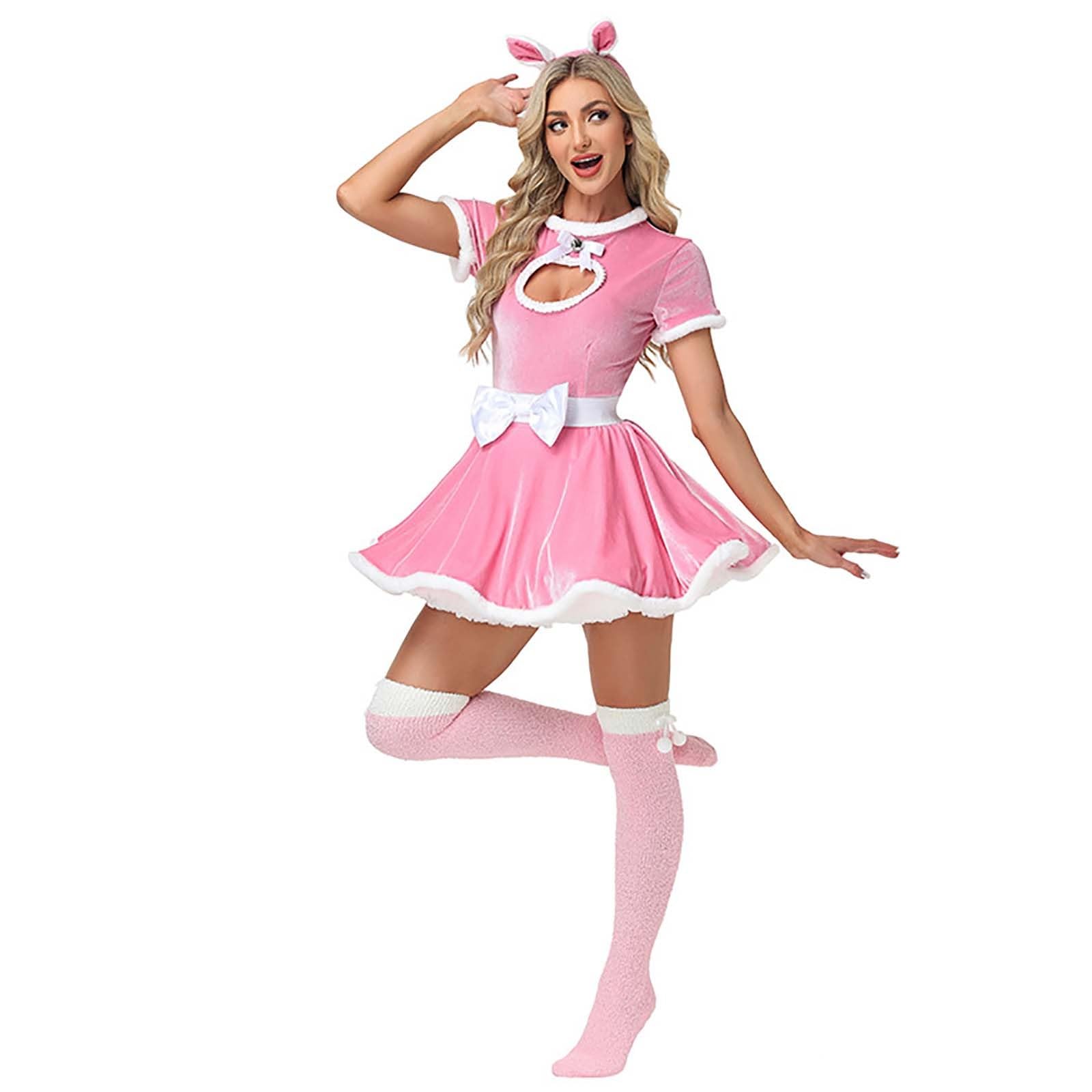 Generico Costume Natale Donna Coniglietta Rosa