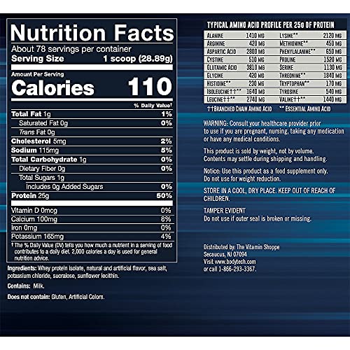 BodyTech Whey Protein Isolate Powder with 25 Grams of Protein per Serving BCAA's Ideal for PostWorkout Muscle Building Growth, Contains Milk Soy Vanilla (5 Pound) - Image 3