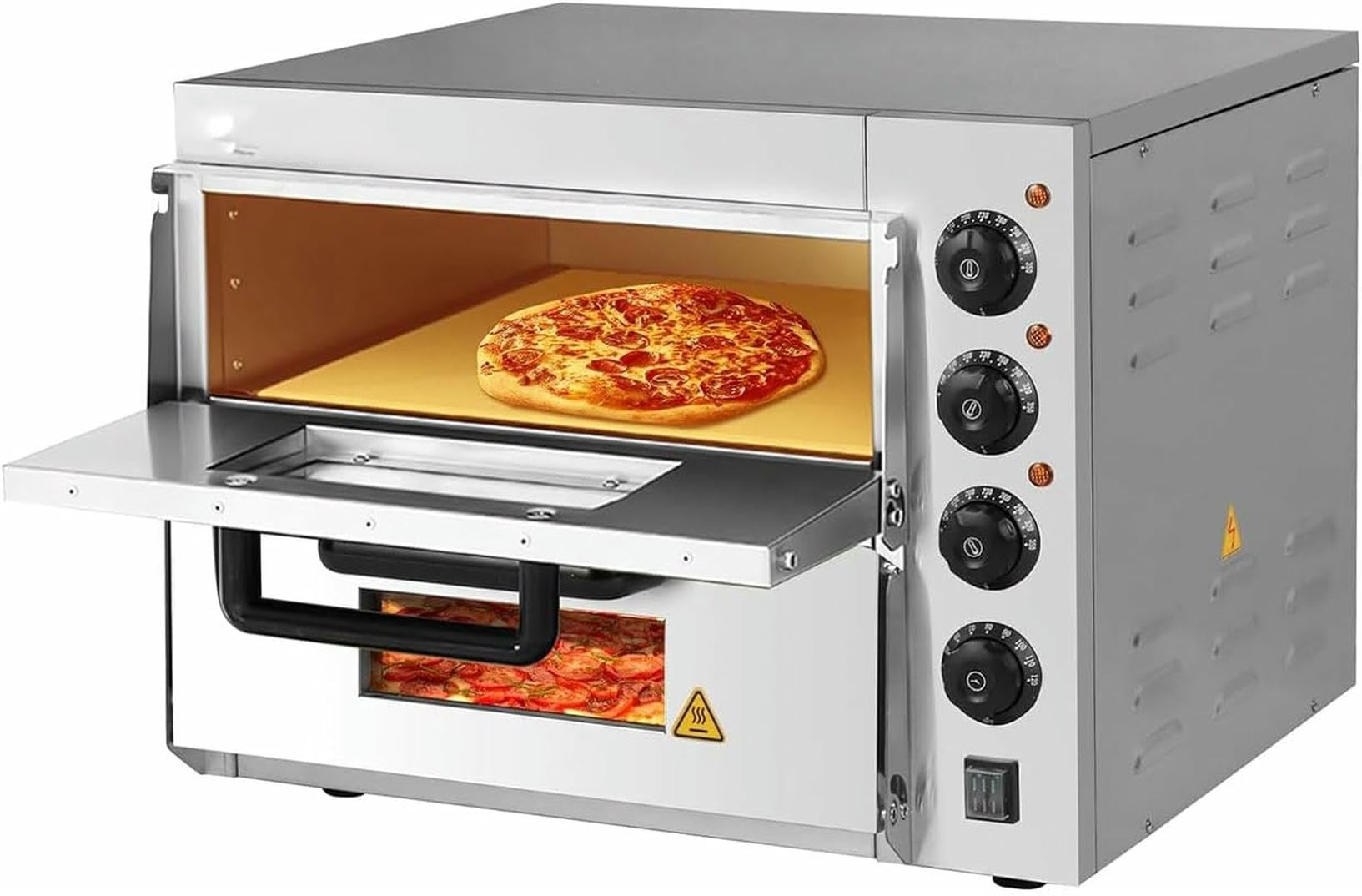 Electric Pizza Oven, Single/Double Deck Commercial Pizza Drawer Toaster Oven Countertop, Stainless Steel Outdoor BBQ Pizza Oven for Home Restaurant