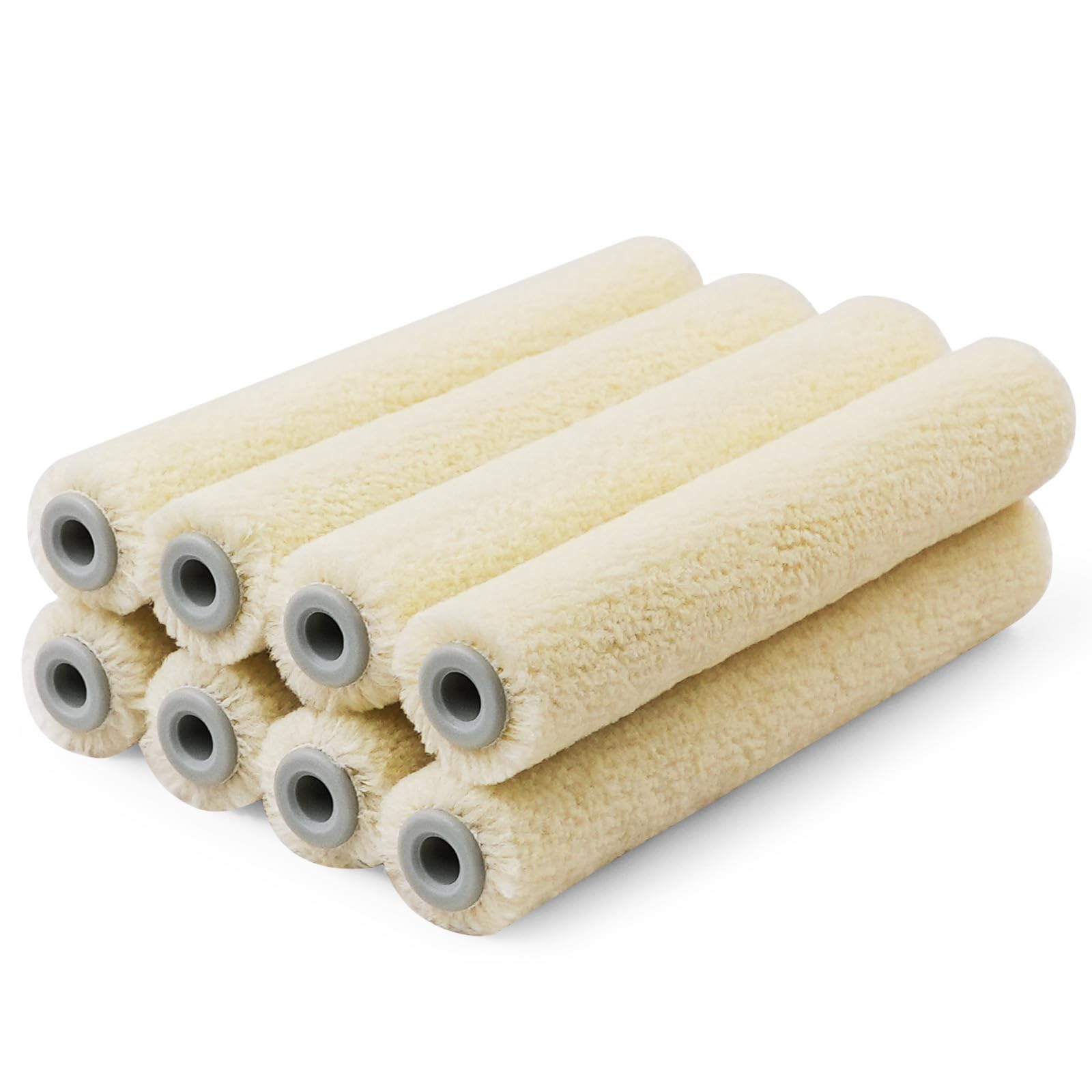 Rollingdog 6" Gloss Roller Sleeves 6" Paint Roller Sleeves - Synthetic Velour Paint Roller Sleeves, 6 Inch Paint Roller Sleeve For Smooth Walls And Ceilings, Cabinets, Trim And Doors, 8Pc, 5Mm Nap