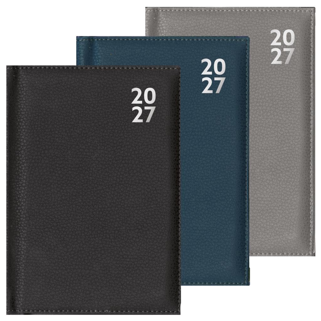 2027 A4 Week to View Diary Padded Backed Cover Dairy Full Year Planner Personal Organiser (Blue)