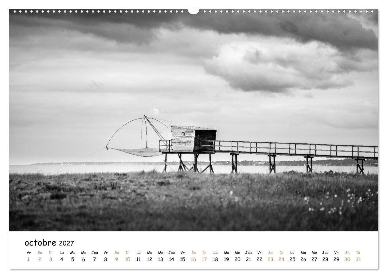 Terres de contraste - Une année en monochrome (Calendrier mural 2027 DIN A2 vertical), CALVENDO calendrier mensuel: Un calendrier artistique et ... et la poésie des paysages en noir et blanc.