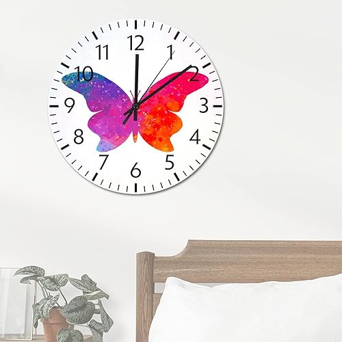 Miniatura 35 de ArogGeld Reloj de pared de PVC con mariposa multicolor, relojes con números para amantes de la mariposa, silencioso, sin tictac, funciona